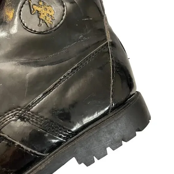 US Polo Assn Madison Black And Cream Faux Fur Lined Boots - Picture 7 of 10